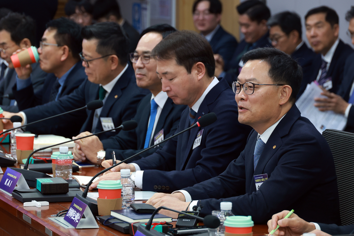 손재일 한화에어로스페이스 대표가 지난해 12월 서울 여의도 국회 의원회관에서 열린 K-방산 리더스 포럼에서 발언하고 있다. 뉴시스