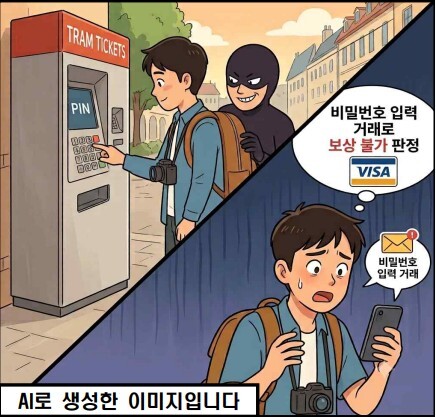 해외에서 카드 도난 후 ATM에서 부정사용 발생 이미지. 금감원 제공