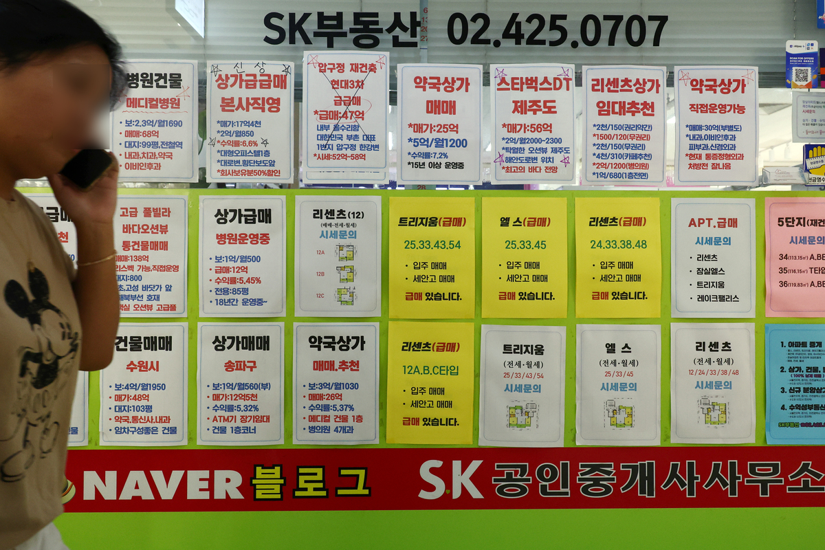최근 서울 잠실새내역 인근 부동산 업체 밀집 상가에 광고물이 게시돼 있다. 뉴시스