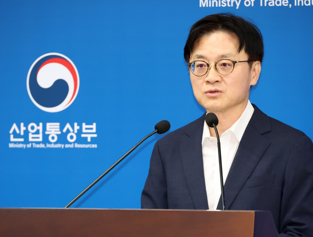 김정관 산업통상부 장관이 지난 1일 오후 세종시 정부세종청사에서 대미 투자 프로젝트 사후 브리핑을 하고 있다. 뉴시스