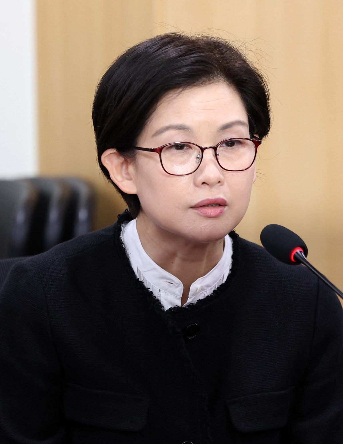 조주연 홈플러스 대표가 지난 7월&nbsp;서울 여의도 국회 의원회관에서 열린 홈플러스 회생을 위한 MBK파트너스-메리츠 경영진 간담회에서 발언하고 있다. 뉴시스