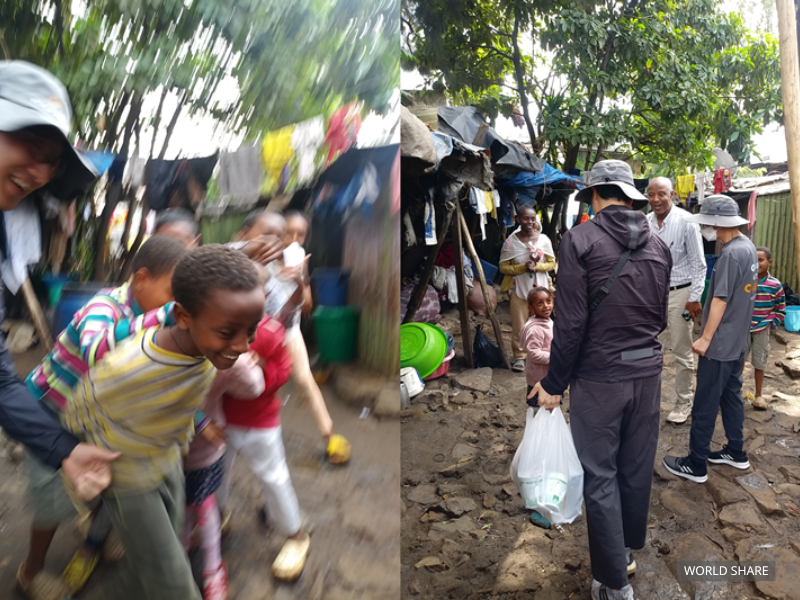 월드쉐어&nbsp;직원들이&nbsp;아디스&nbsp;케테마&nbsp;결연&nbsp;아동&nbsp;가정에&nbsp;방문했다. 사진=월드쉐어&nbsp;제공