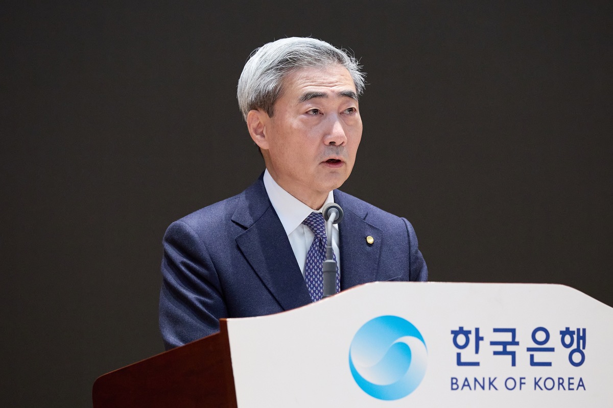 신현송 신임 한국은행 총재가 지난달 21일 오전 서울 중구 한국은행에서 열린 취임식에서 취임사를 하고 있다. 한은 제공