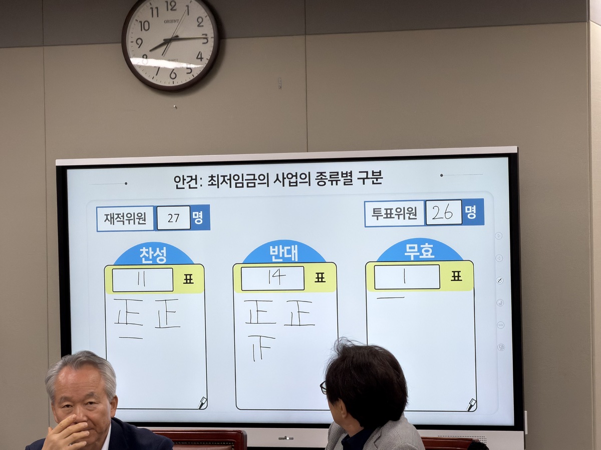 18일 오후 최저임금위원회가 정부세종청사에서 제7차 전원회의를 열고 업종별 구분적용 여부를 표결에 부친 끝에 부결됐다고 밝혔다. 사진=뉴시스