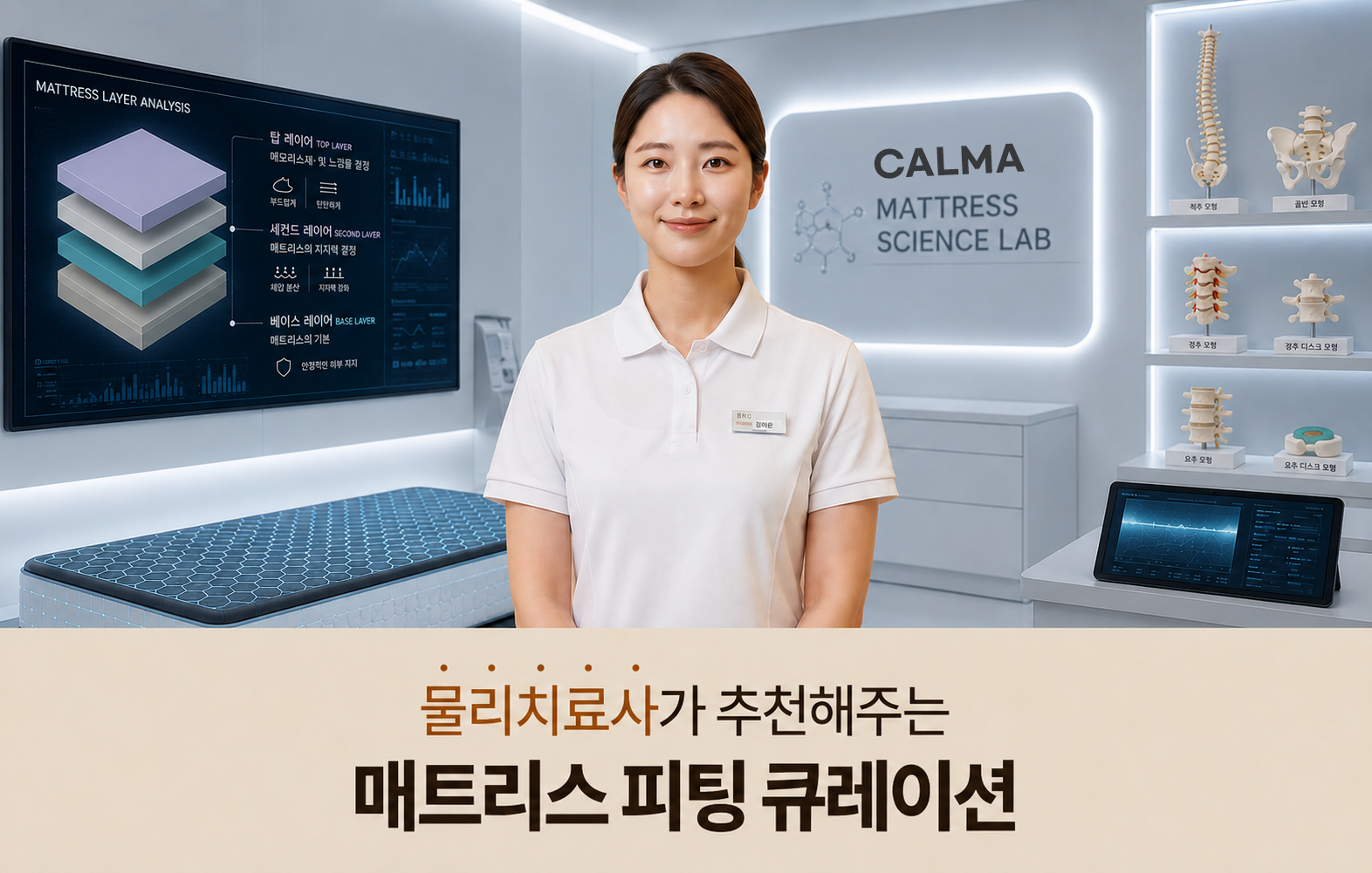 가누다 갤러리 청담점에 도입된 매트리스 피팅 큐레이션 시스템. 까르마 제공