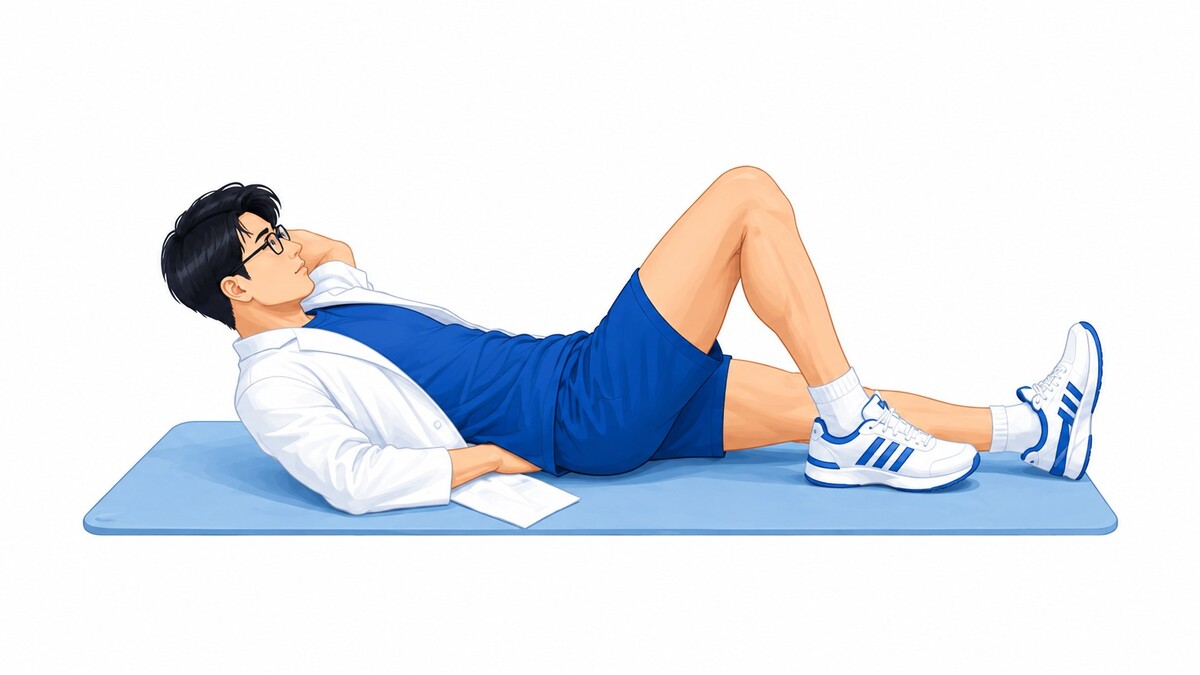 척추 안정성 강화에 도움이 되는 수정 컬업(Modiified Curl Up). 고도일병원 제공