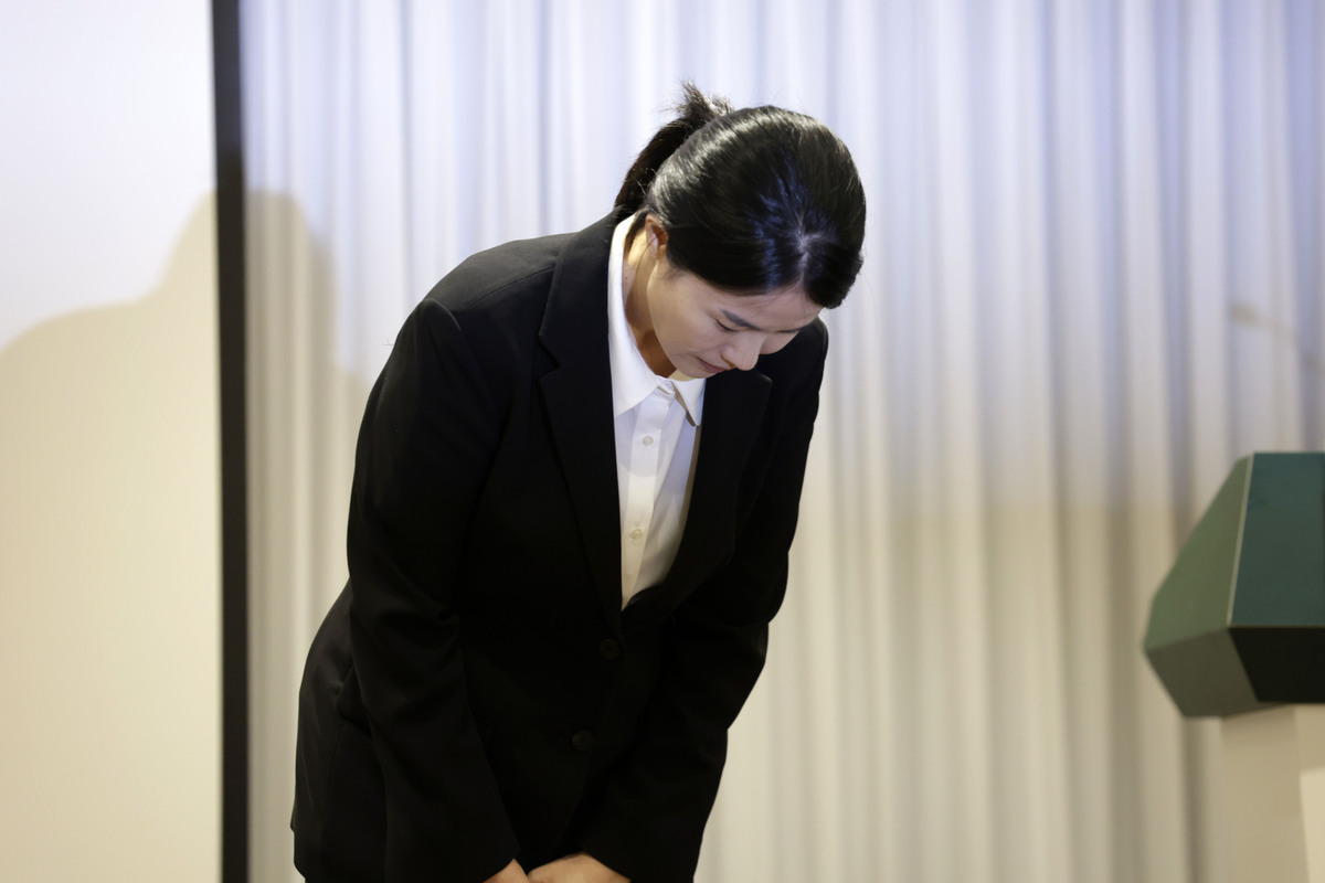 최주희 티빙 대표가 3일 서울 중구 코리아나호텔에서 개인정보 유출 사고와 관련해 공식 사과를 하고 있다. 뉴시스
