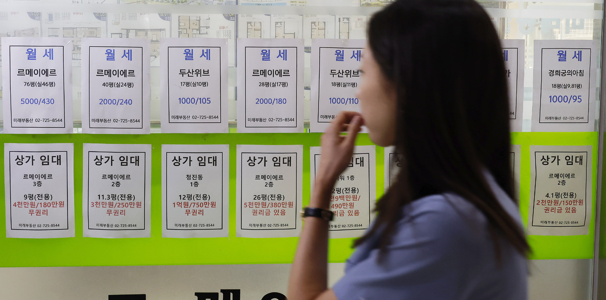 서울 시내 한 부동산에 매물 안내문이 게시돼 있다. 뉴시스