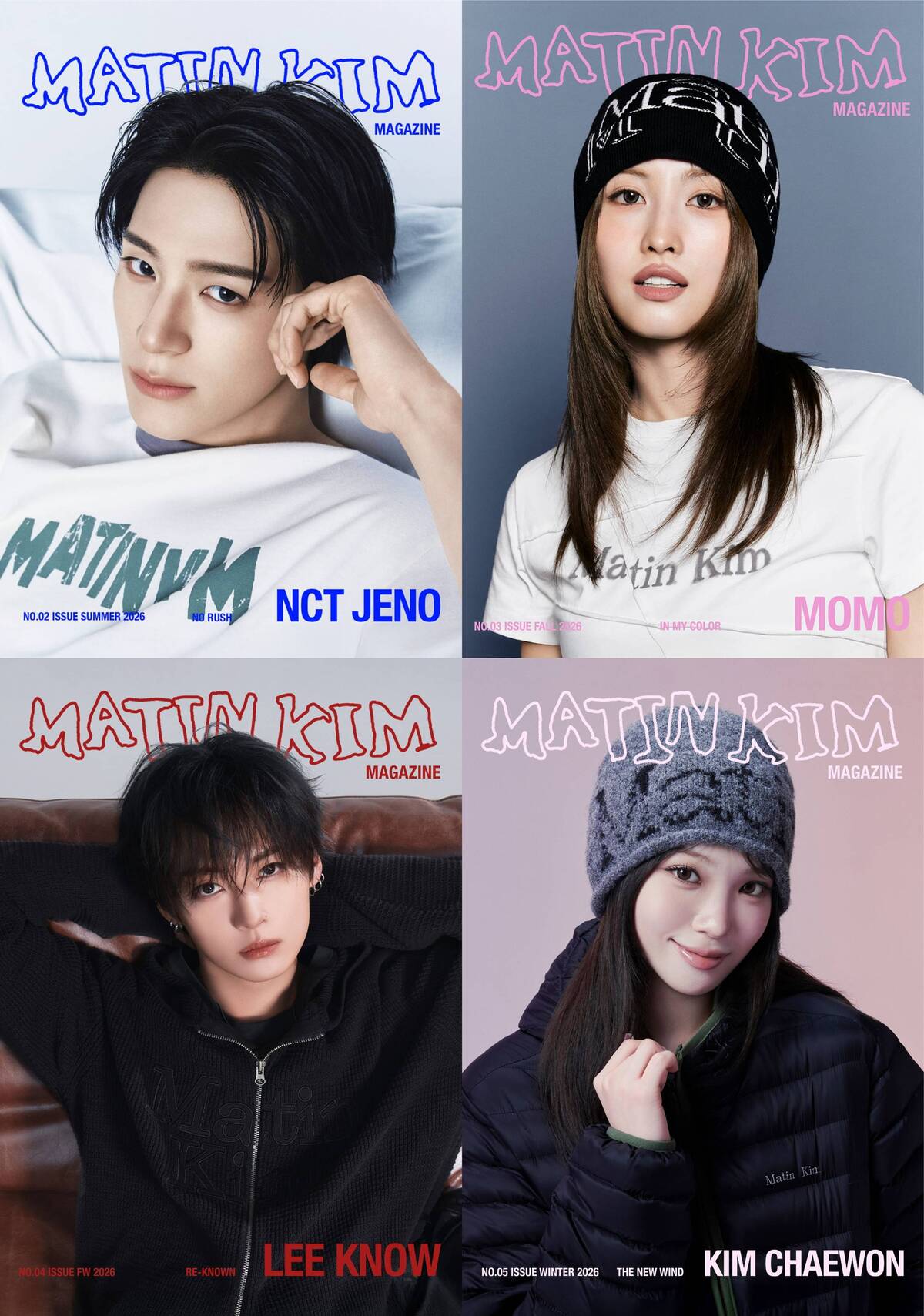 마뗑킴, NCT 제노부터 트와이스 모모, 스트레이 키즈 리노, 르세라핌 김채원까지… 2026년 셀럽 매거진 캠페인 눈길. 사진=마뗑킴